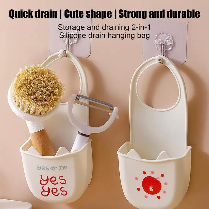 Kitchen Sink Strainer Basket Faucet Strainer Drain Basket in Silicone Faucet Sponge Holder Corner Storage Shelf Sink Colander