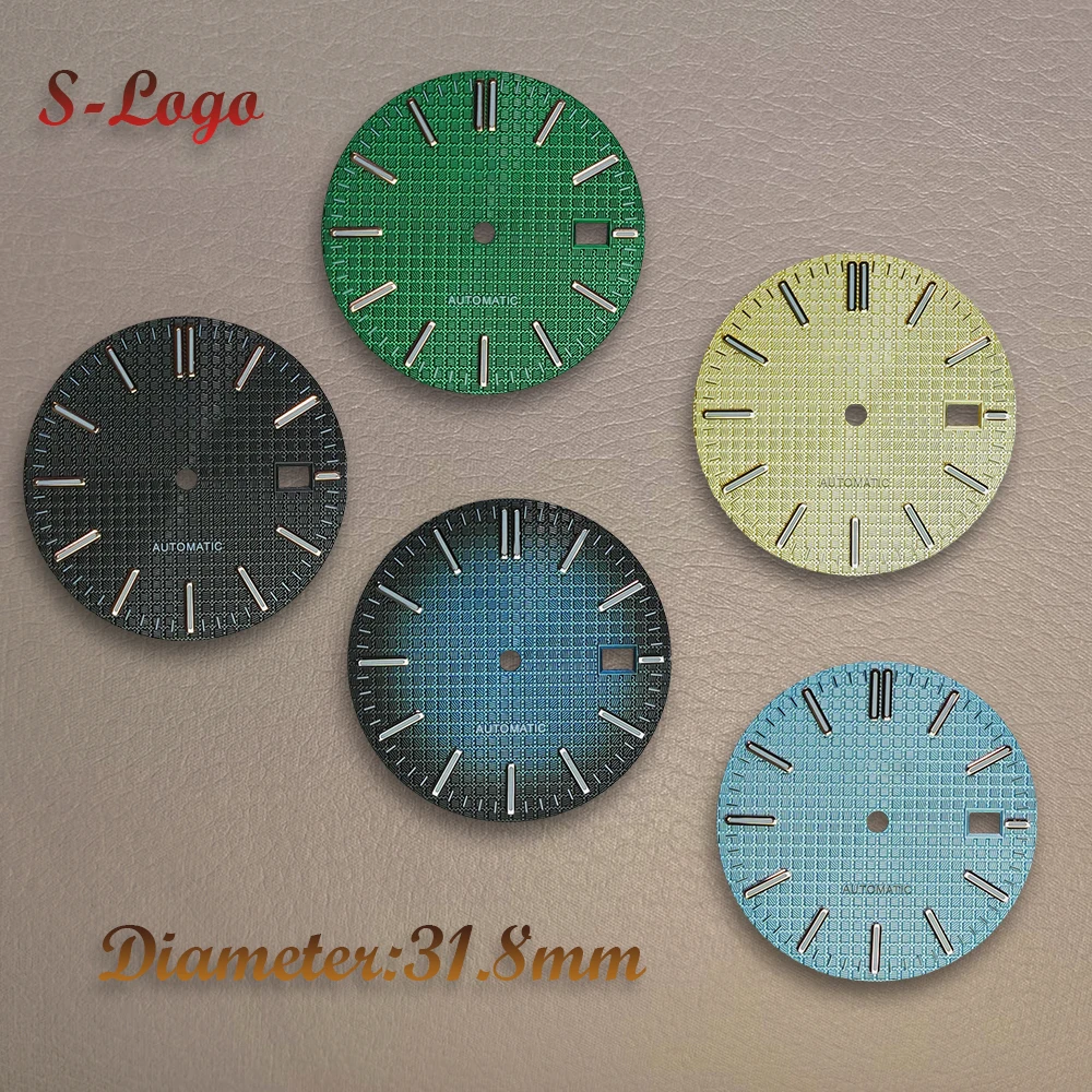 31.8mm de alta qualidade s logotipo dial waffle pixel ap mod dial adequado nh35/nh36 movimento automático verde luminoso nh35 acessórios