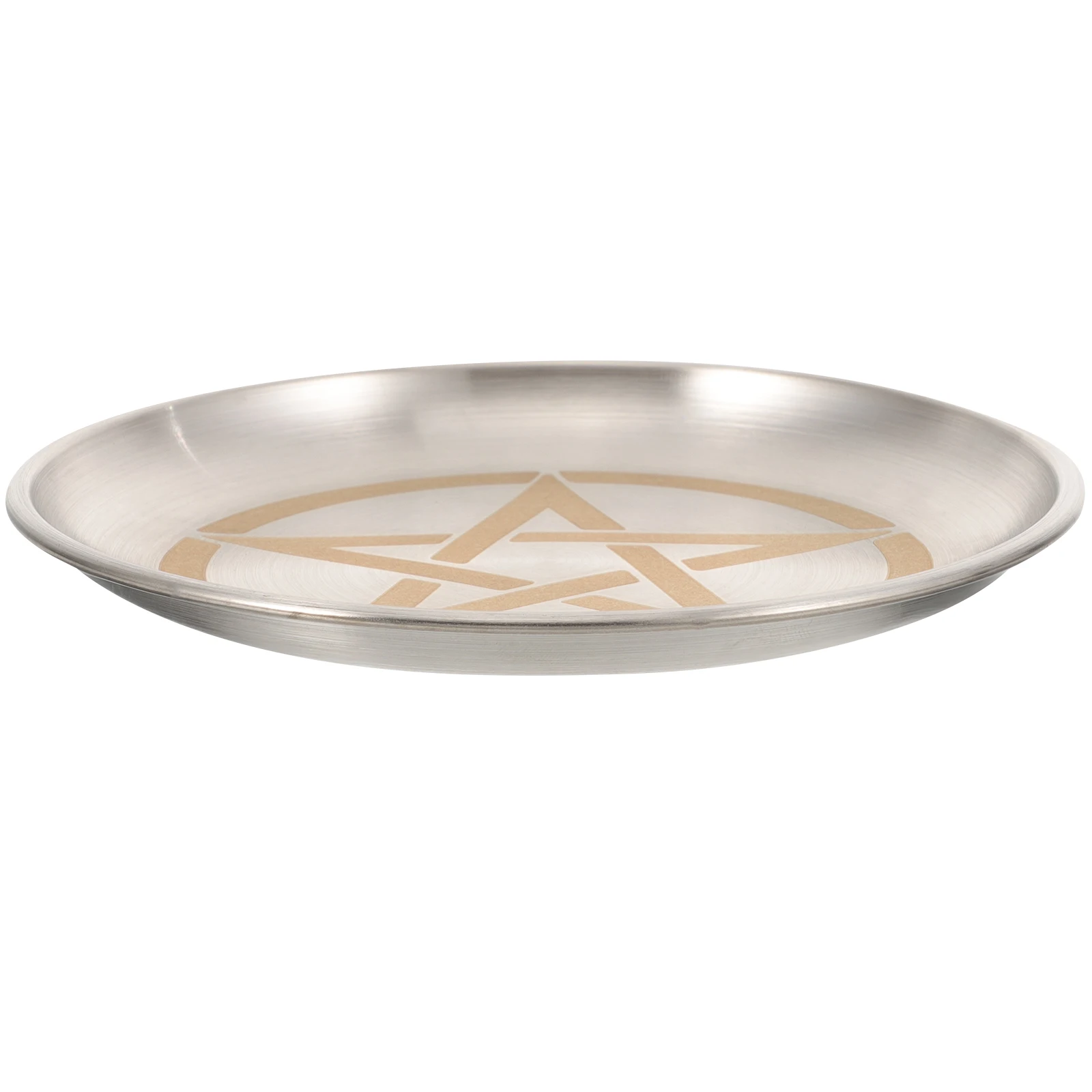 

Delicate Pentagram Pattern Altar Storage Plate Decorative Metal Holder Tray Ritual Display Tray For Home Temple