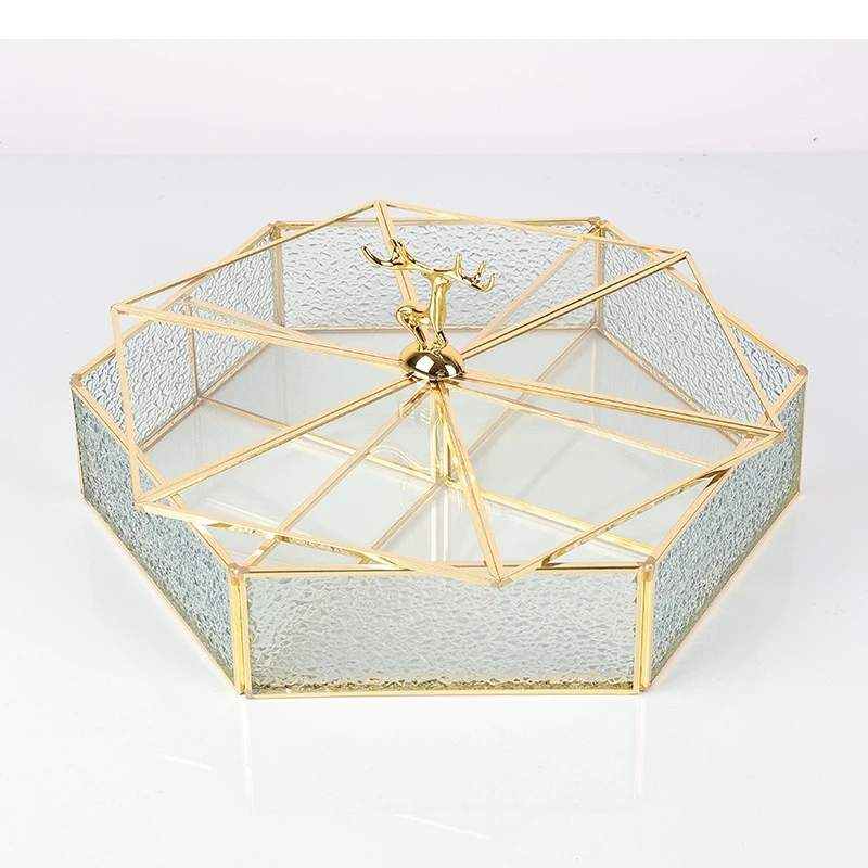 Hexagonal Jewelry Box Glass Storage with Lid Living Room Desktop Cosmetics Container Home