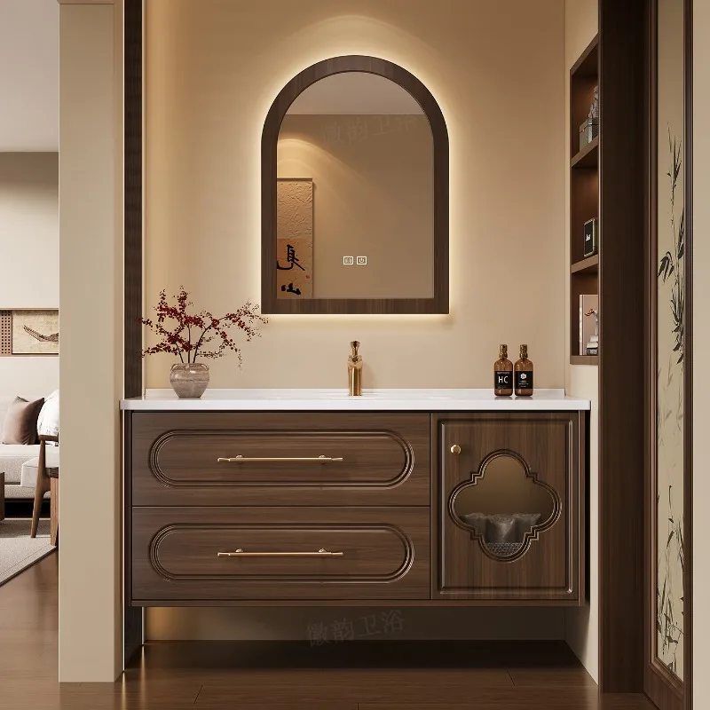 

Тумбы для ванной в средневековом стиле, комбинированные тумбы для ванной из массива дерева, тумбы с раковиной, красивая мебель для дома, Mobili Da Bagno ZY40YSG