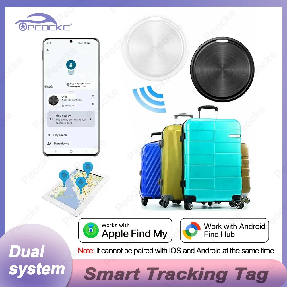 Localizador de Objetos Inteligente Compatible con Apple Find My y Google Find Hub para Llaves, Carteras y Equipaje, Funciona con iPhone y Android