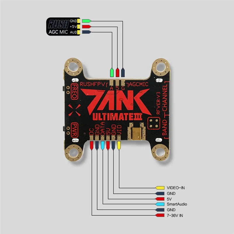 BNVN-RUSH TANK III For RC Racing Drone 5.8G VTX 48CH Switchable Transmitter- PIT/25/200/500/1000Mw Ultimate