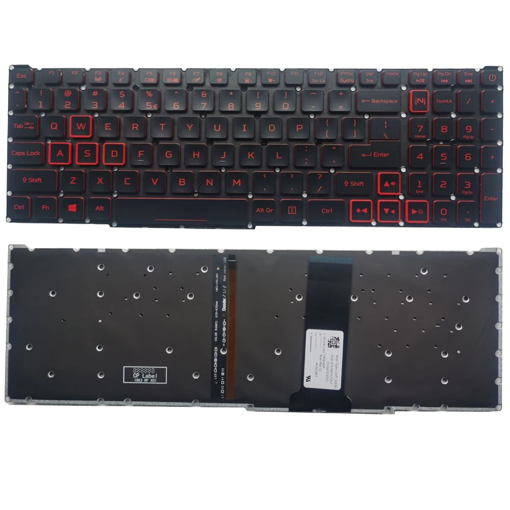 New US Red RGB Backlit Keyboard For Acer Nitro 5 AN517-51 AN515-43 AN515-54 AN515-55 7 AN715-51 AN715-52 PH315-52 PH315-54 black