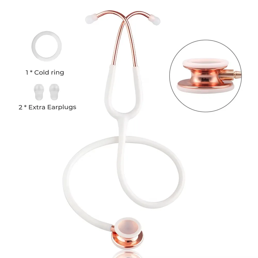 

Medical Dual Head White Tube Professional Clinical Heart Rate Lung Fetal Cardiology Stethoscope for Nurse Doctor Students B3