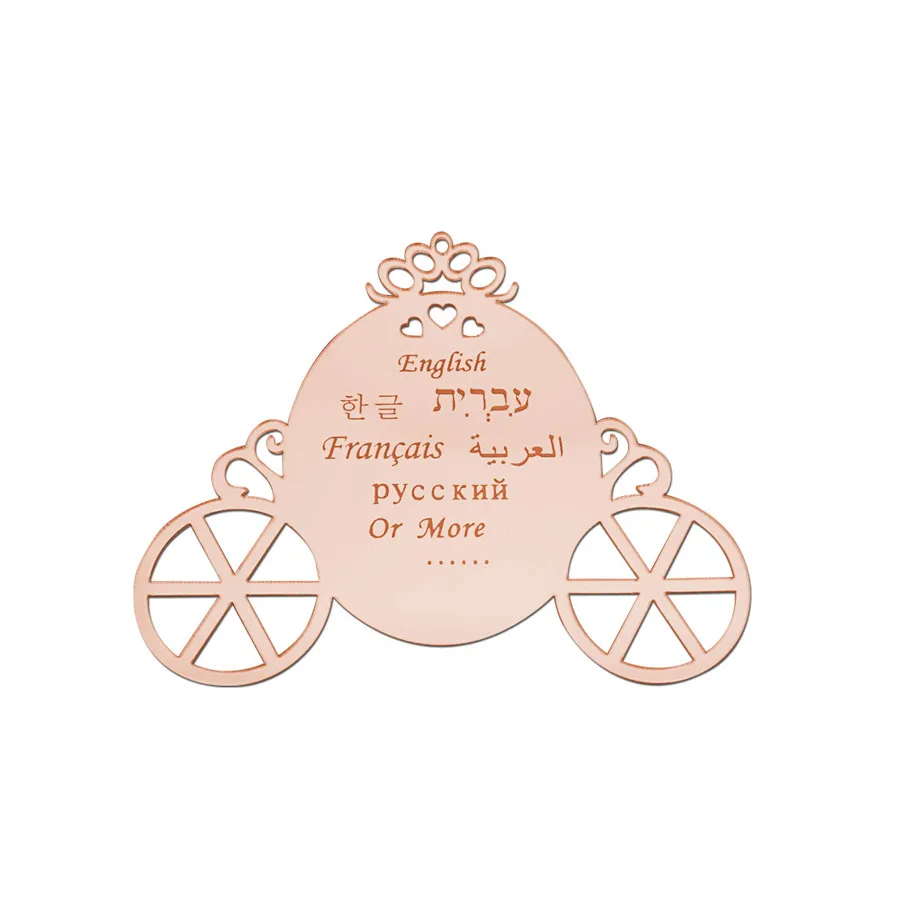 10x8.5cm Cute Carriage Custom Personalized Name Mirror For New Birth Born Baby Acrylic Stickers Babyshower Decor Tags