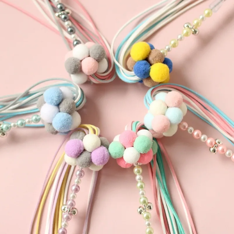 1Pc Katze Teaser Zauberstab Perlen Kätzchen Teaser Stick Katze Interaktives Spielzeug Bunte Haustier Quaste Zauberstab Mit Pompom Und Glocke haustier Liefert