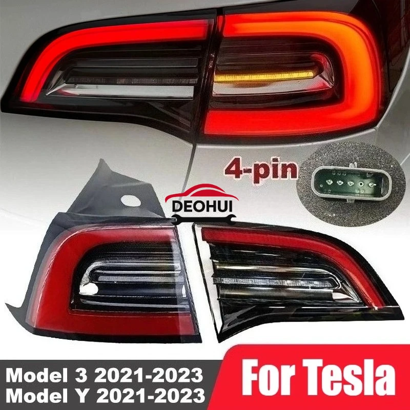 

Rear Lamp Outer LED Tail Light Brake Lamp For Tesla Model Y/3 2021 2022 2023 4-Pin Turn Signal Running Lamp 1502086-00-D 1502087