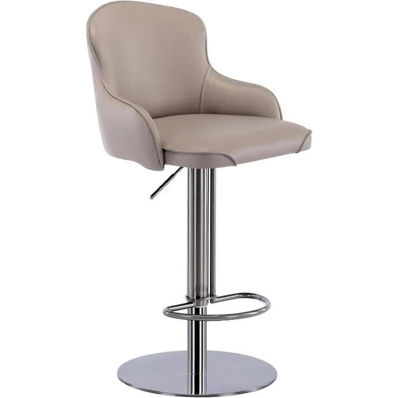 

Bar Stools Adjustable Stainless Steel Swivel Barstool with Back and Footrest,Modern Leather Upholstered Bar Chairs