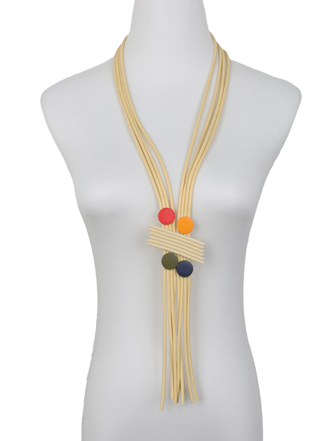 UKEBAY Neue Lange Quasten-Halsketten für Damen, Designer Handgefertigte Luxus-Anhänger-Halskette, Gummi-Schmuck, Holz-Accessoires Halsketten – Detail 9