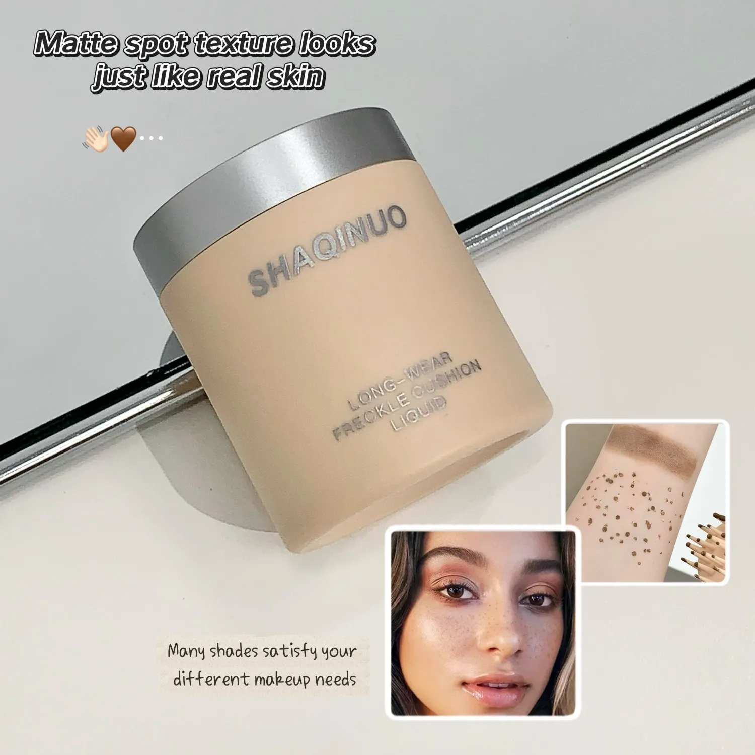 SHAQINUO Liquid Freckle Cushion Waterproof Sweatproof Freckle Maker Natural Looking Sun Kissed Freckles Stamp Easy Use