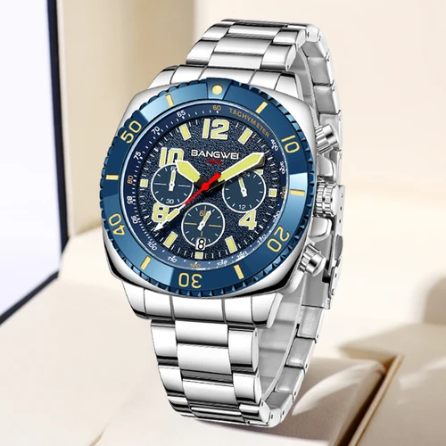 Imagen 2 del producto BANGWEI 2025 relojes de lujo para Hombre, relojes de pulsera deportivos de cuarzo a la moda, cronógrafo luminoso resistente al agua hasta 30M, Reloj para Hombre