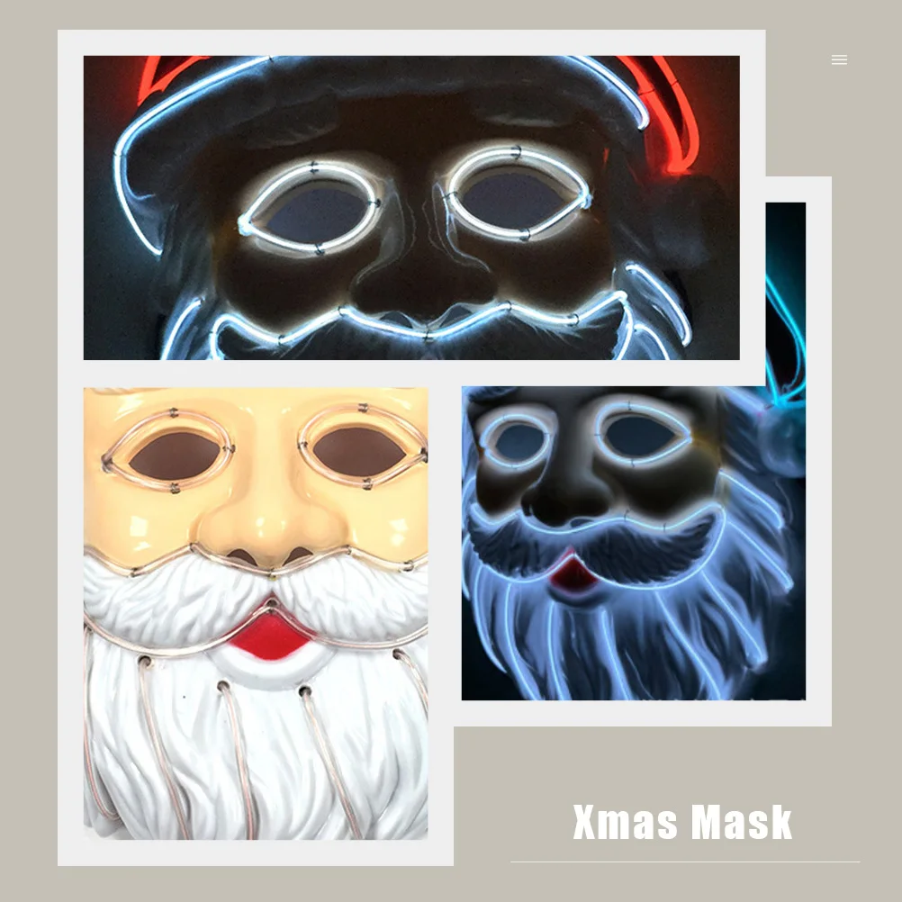 

Glowing Santa Claus Mask Christmas Face Performance Modeling Cosplay Supplies White Plastic