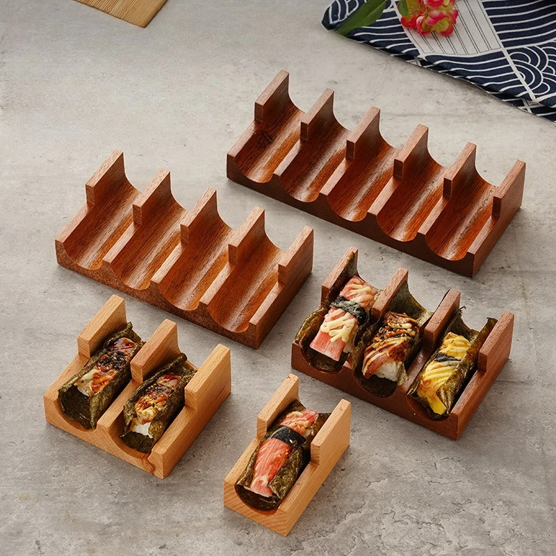 1/2/3/4/5 Slots Wooden Sushi Rack U-shape Japanese Style Sushi Serving Tray Multi Purpose Innovative Sushi Maker Holder Home