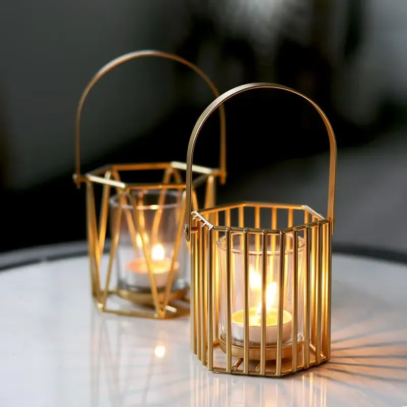Hollow Candle Jar Gold Light Luxury Creative Decorative Pumpkin Light Iron Candle Holder