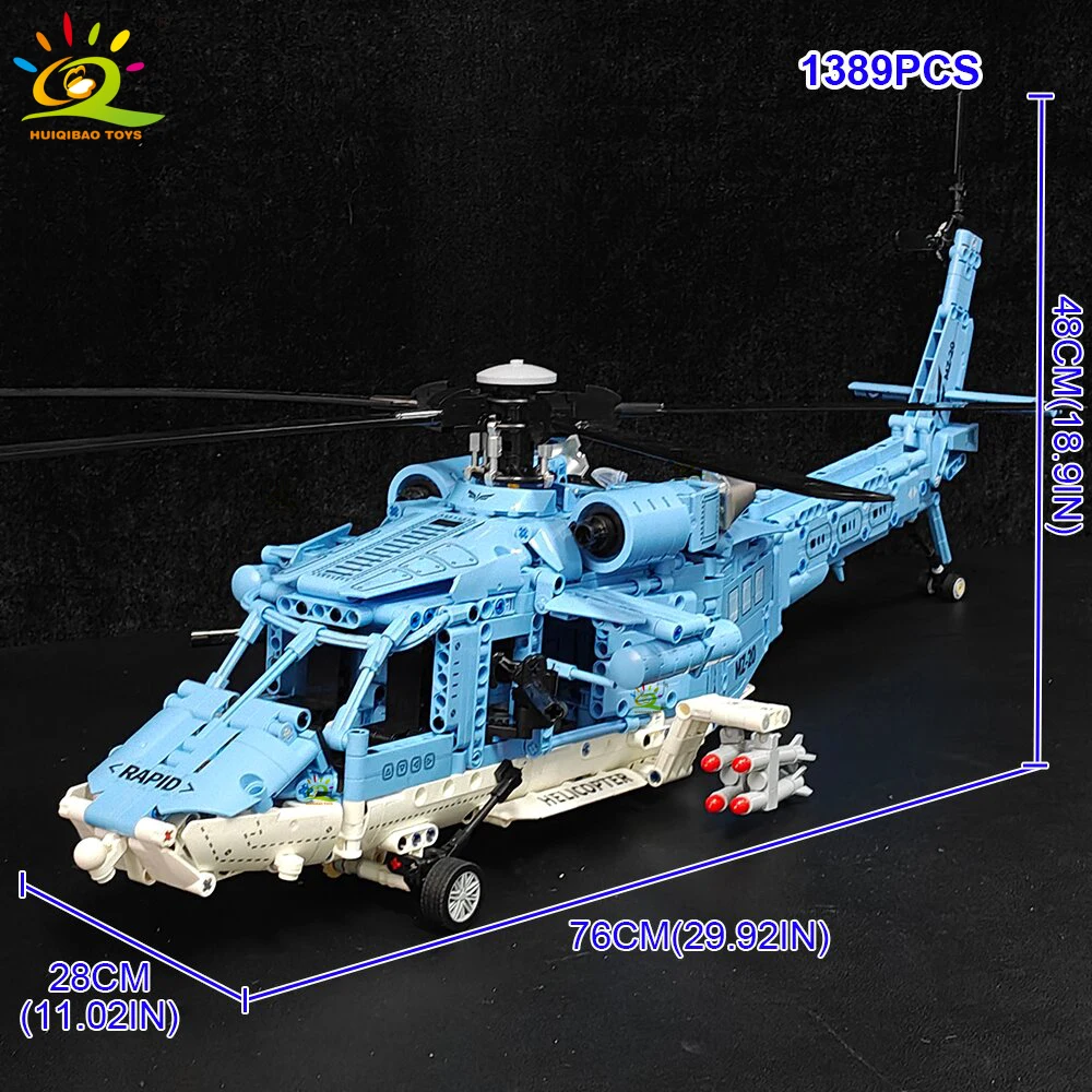 HUIQIBAO 1389PCS WW2 Militär Hubschrauber Gunship Baustein Set für Kinder Flugzeug Waffe Ziegel Spielzeug Ziegel wohnkultur.
