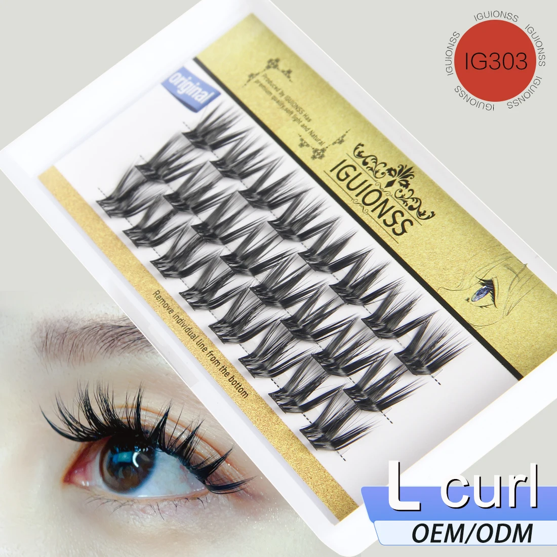 IGUIONSS  L Curl Super Cluster Clusters DIY Eyelash Extension Natural Mink Eyelash Individual Lashes Makeup Tools MIX10,12,14