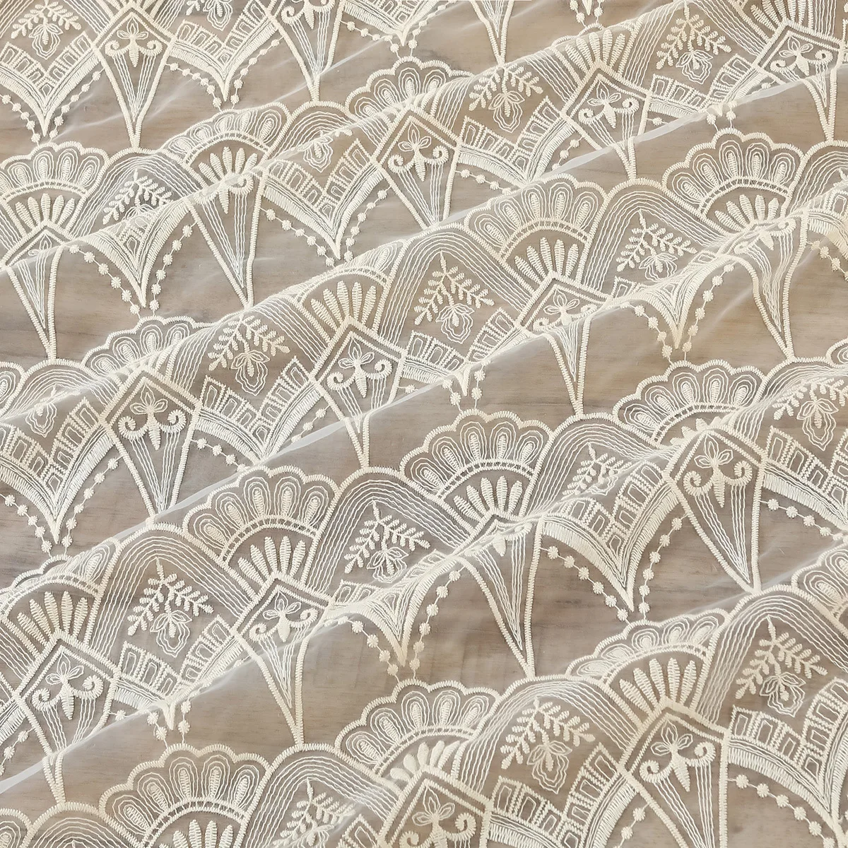 

New cotton thread embroidered wedding dress fabric with full lace floral tulle fabric for dress wedding gown fabric