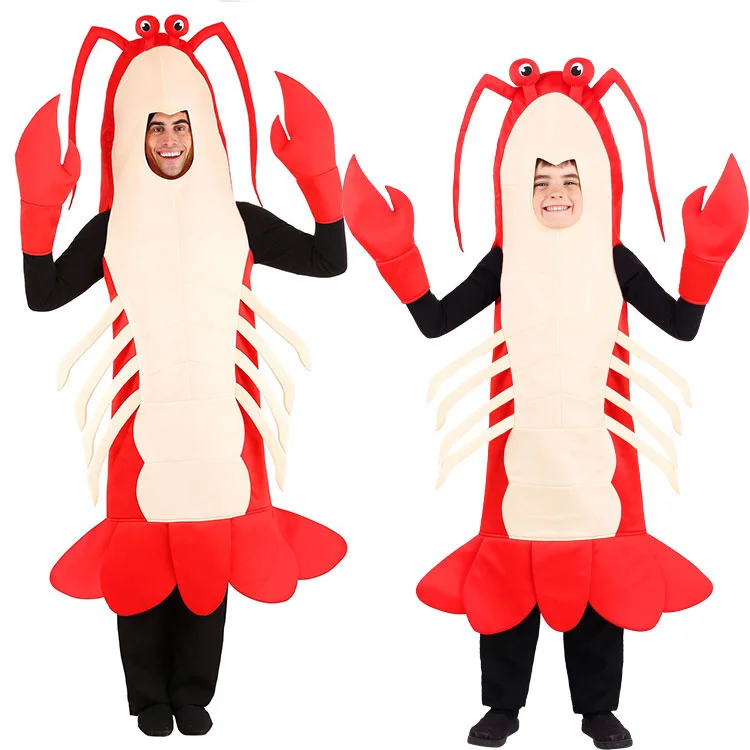 Anime Stage Props Performance Suit Set Red Lobster Halloween Party Costume Hat Shrimp Funny child Cosplay Clothes