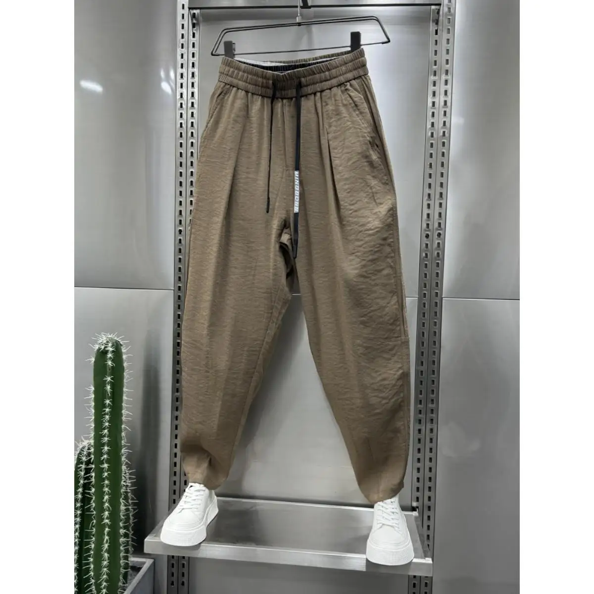 بنطلون رجالي صيفي جديد فائق النحافة سريع الجفاف من القطن والكتان، بنطلون كاجوال فضفاض بتصميم هارلان، مريح وقابل للتنفس مع خصر...