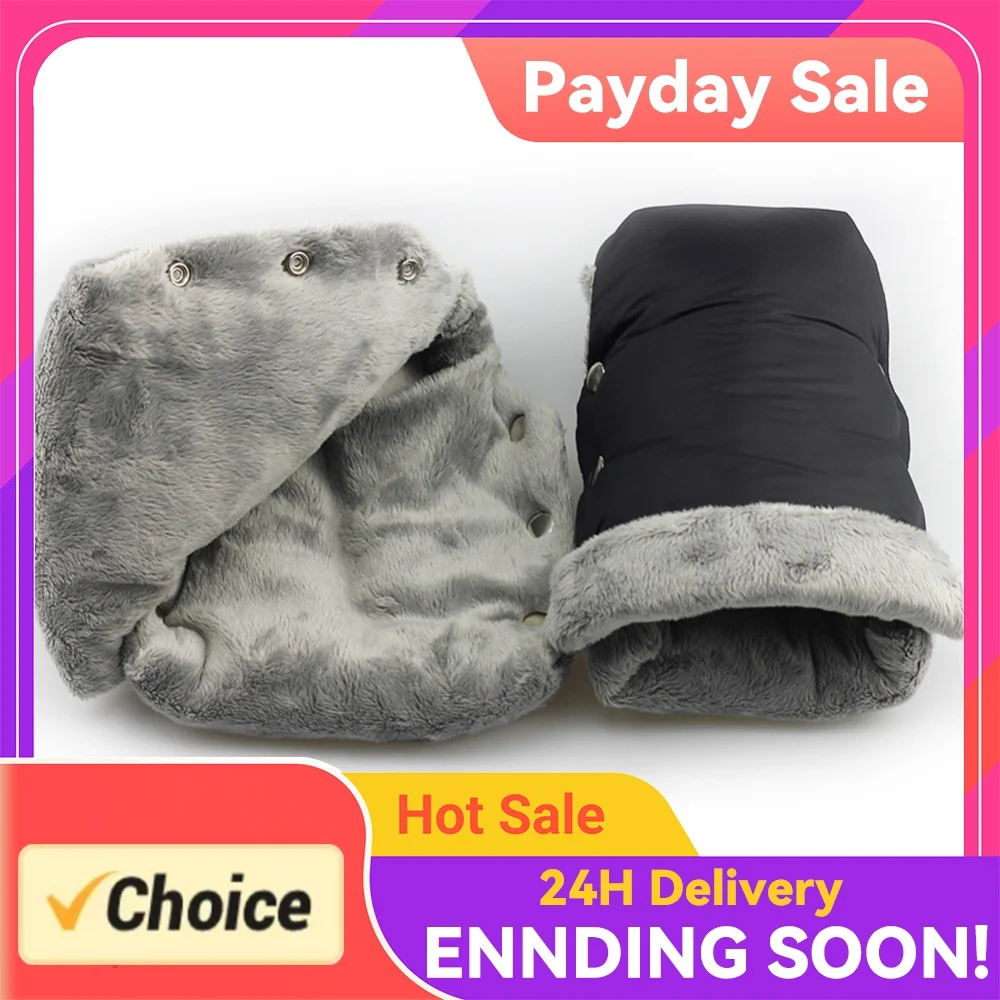 Pushchair Thermal Gloves Waterproof Stroller Muff Gloves Windproof Nylon Pram Hand Muff Thickened Stroller Accessories