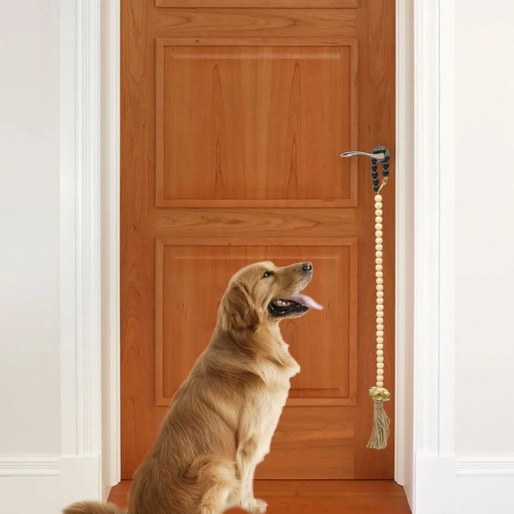

Rustic Beaded Hanging Dog Doorbell Wooden Dog Bell for Potty Training Decorative Pet Training Door Bells for Dogs