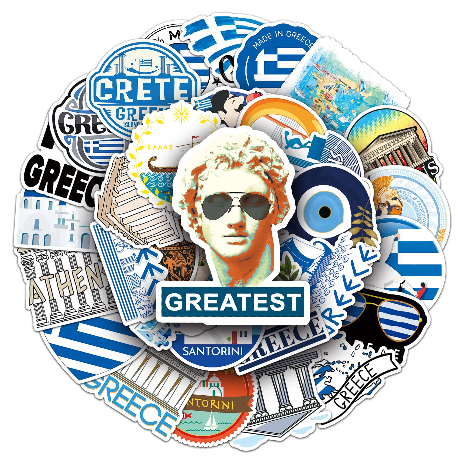 50pcs Greek World Architecture Outdoor Travel Graffiti DIY Laptop Handbook Sticker