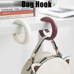 Portable Plastic Bag Hook For Hanging Table Purse Bag Hooks Wall Hanger Holder Handbag Hanger Desk Side Holder Home Storage