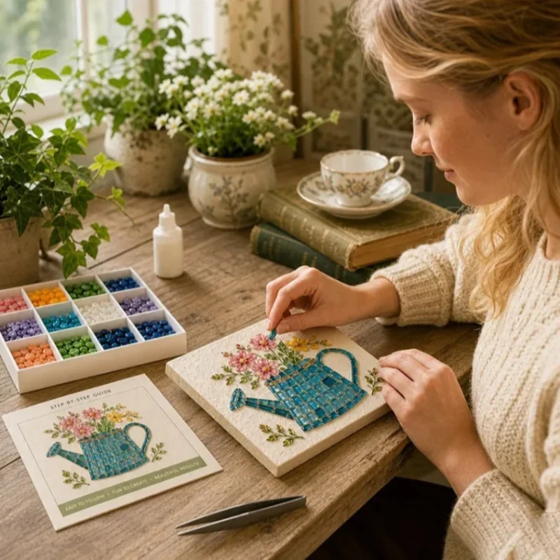 DIY Mosaic Art Kit 8 Patterns Garden Insect Flower Mosaic Tiles Craft Set Handmade Artwork Home Wall Decor Gift for Art Lovers