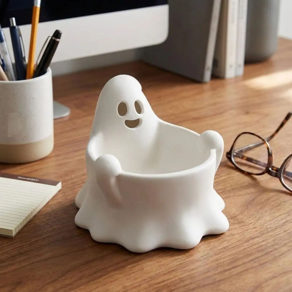 Table Ornament 3D Printed Ghost Candy Bowl Creative Cute Jewelry Organizer Plastic Desk Decoration Desk Decor