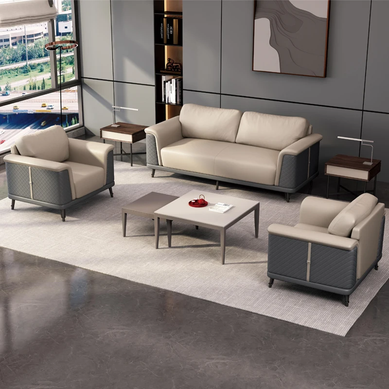 Modern Luxury Italian PU Leather Sectional Office Sofa Design Style Minimalist Furniture Living Room Office Furniture