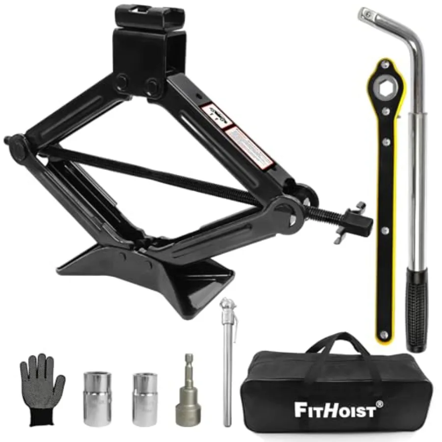 

Домкрат ножничный 2,5 тонны, универсальный, для замены шин, аварийный комплект для автомобиля с адаптером для дрели, 7 предметов