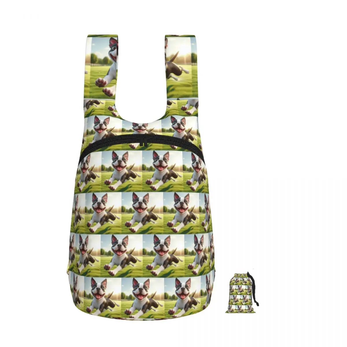 Joyful Boston Terrier Leaping Through Sunshine Backpack Student Storage BookBag Children School Bag Computer Shoulder Bags