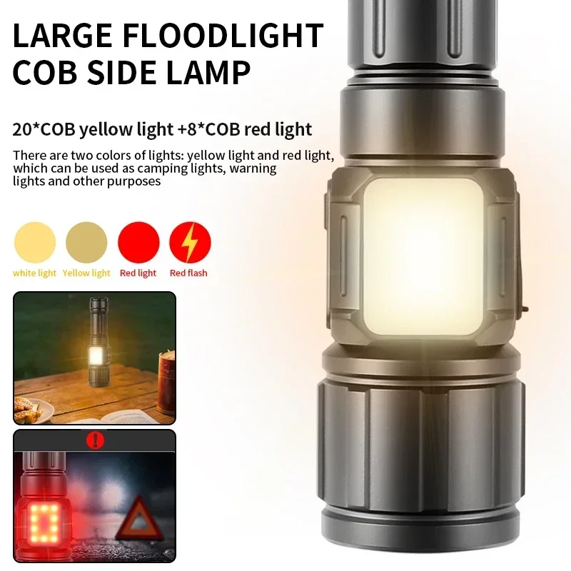 Ultra Powerful White laser long-range flashlight COB digital battery display magnetic strong light flashlight Tactical Lantern