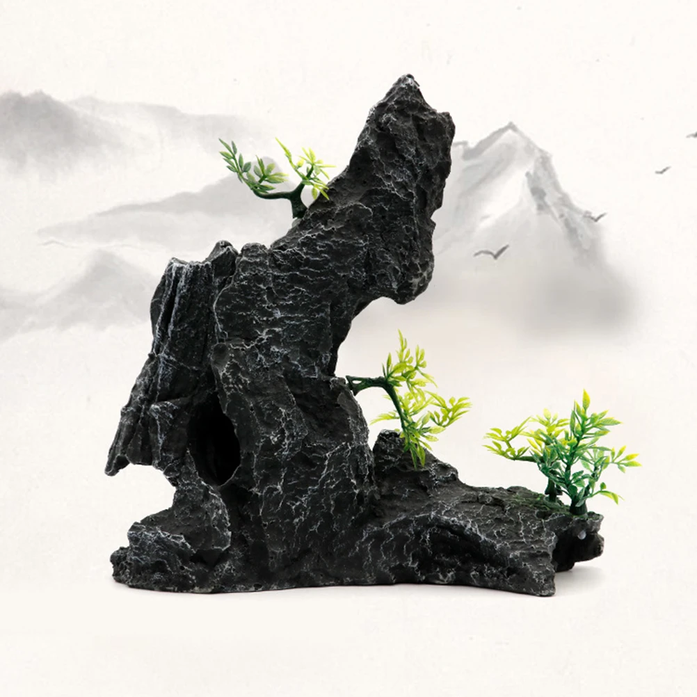 

Fish Tank Resin Mountain Ornament Aquarium Decor Rockery Artificial Habitat Shrimp Fish Safe Fresh Salt Water Long Lasting