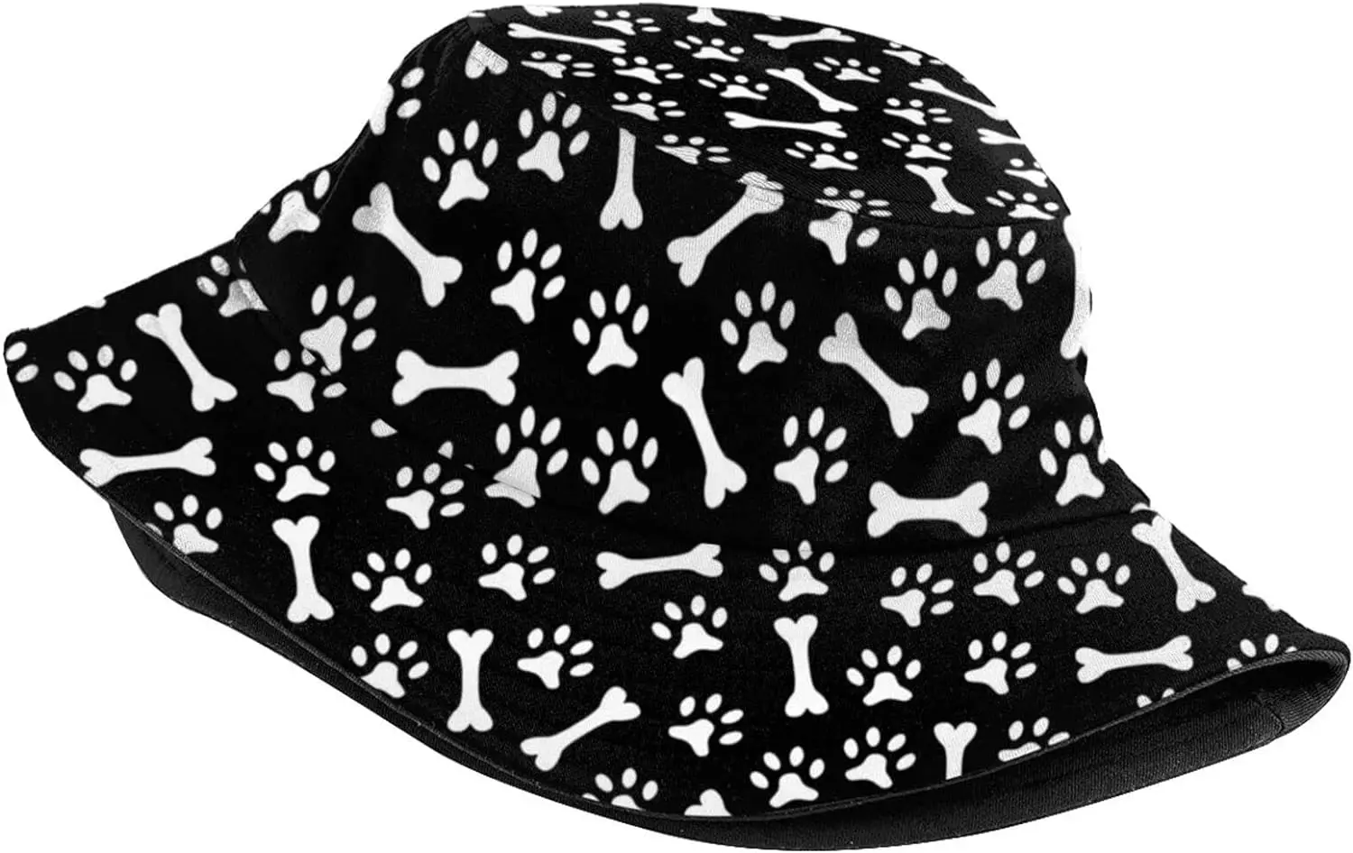 Dog Animal Paw Print Bucket Hat Fashion Beach Sun Wide Brim Cap Outdoor Fisherman Hats for Women Men Teens