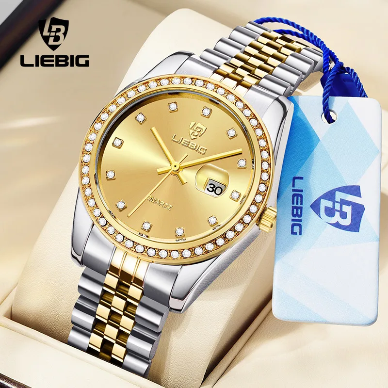 2014 NewLuxury Ladies Dress Watch Luminous Waterproof Week Date Woman Wristwatch Stainless Steel Women Quartz Watches reloj+box