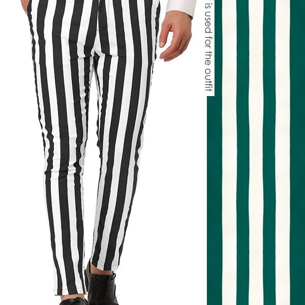 Men Pants Striped Slim Fit Woven Trousers Black And White Button Front Dress Pants Casual Straight Leg Slacks Man Male Clothes