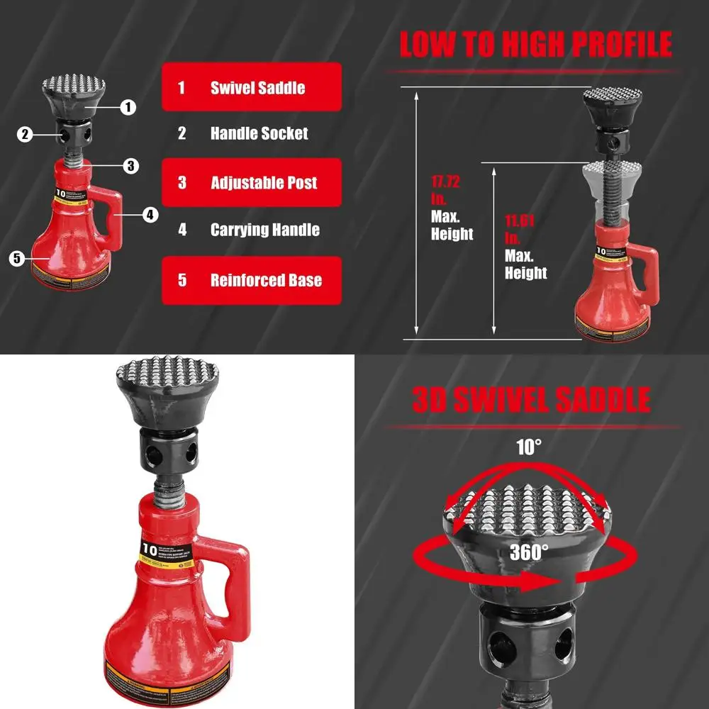 

Домкрат для поддержки строительных конструкций (домов и мостов) грузоподъемностью 10 000 фунтов, красный