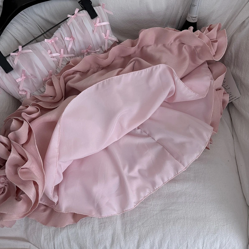 Sem alças fishbone bub mini vestido feminino elegante em camadas ruched festa vestidos curtos feminino cinched data vestido de princesa preto rosa