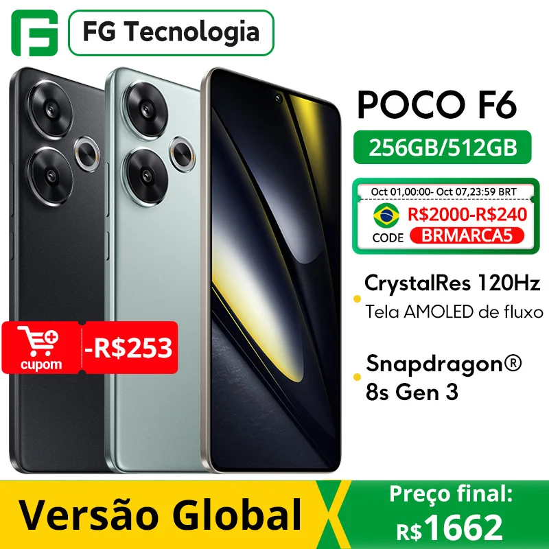 Global Version POCO F6 5G Snapdragon 8s Gen 3 Smartphone 120Hz AMOLED display 90W turbo charging 50MP camera system with OIS