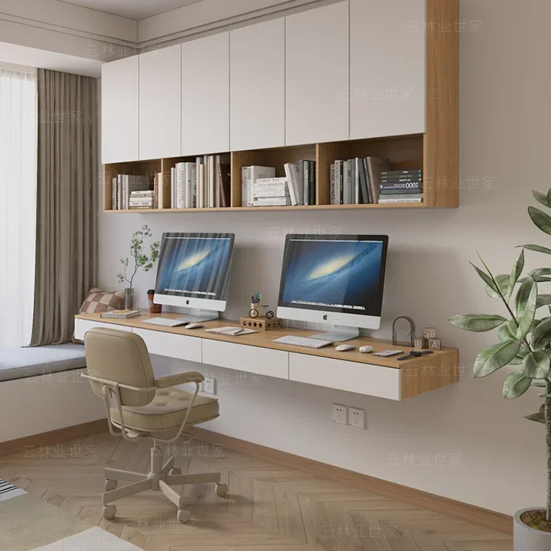 Wall-Mounted Book Desk Computer Desk Home Study Writing Desk with Wall Cupboard Bedroom Custom Wall-Mounted Small Apartment