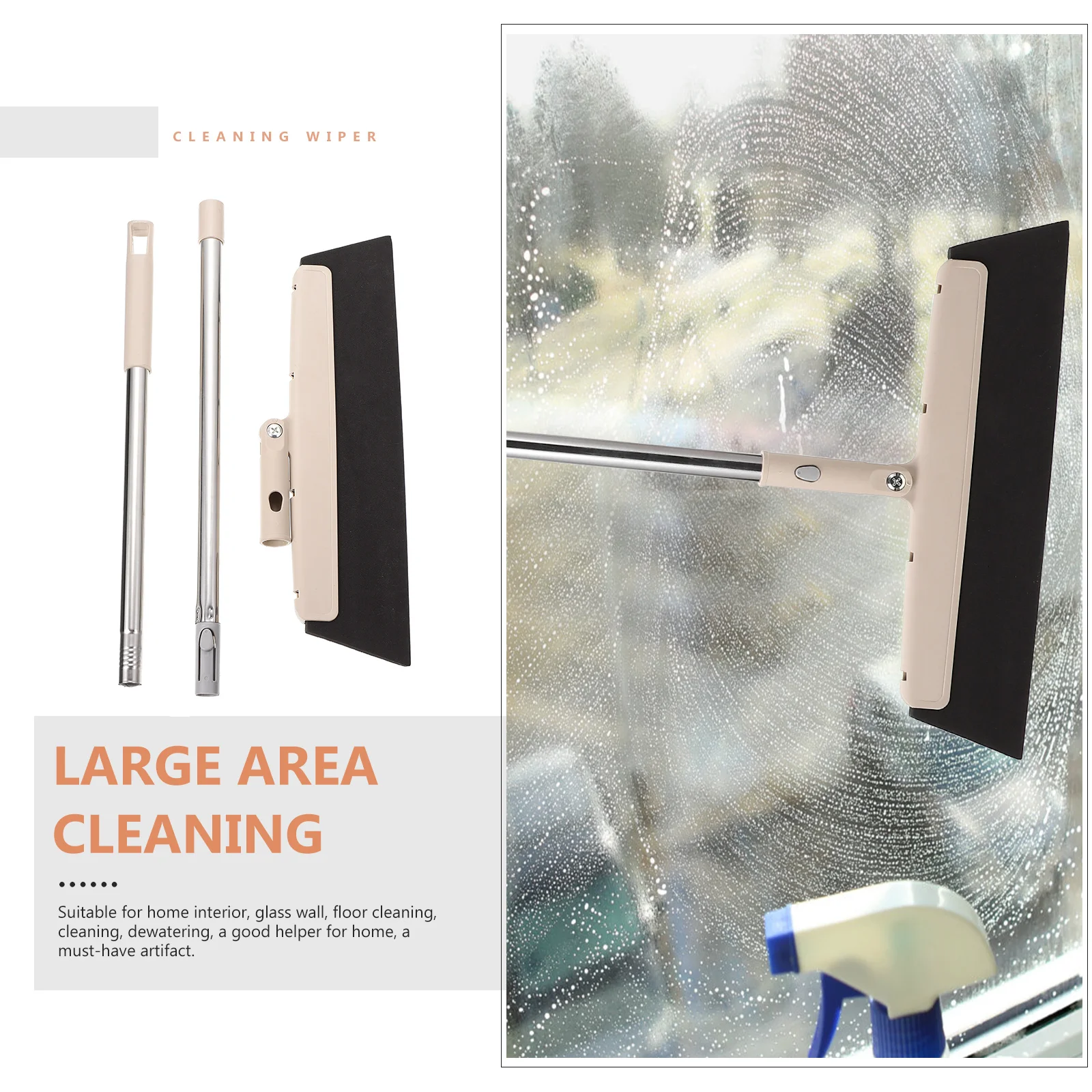 

EVA Stainless Steel Scraper Floor Wiper Window Clean Tool Water Removal Gadget Home Bath Cleaning Helper