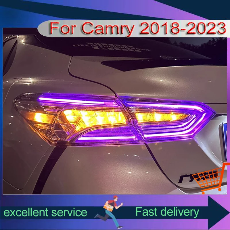 

A Pair of Taillights For Toyota Camry 2018-2023 LED DRL Rear Lamp Reverse Auto Highlight Dynamic Tools Turn Signal Car Accessory