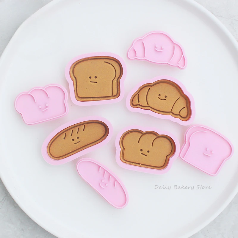 Bear Bread Expression Cookie Cutters 3D Plastic Biscuit Mold Cookie Stamp DIY Fondant Cake Mould Kitchen Baking Pastry Bakeware