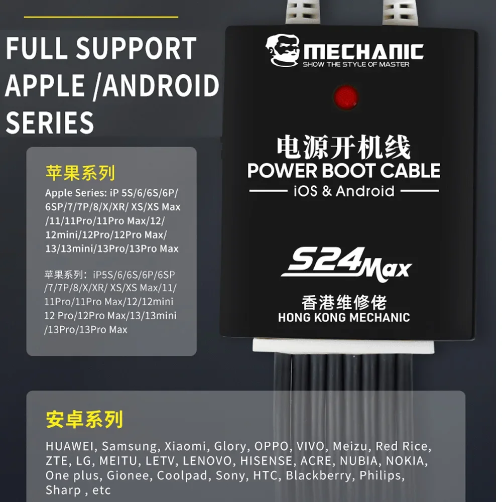 Mechaniker s24 max Netzteil Test kabel für iPhone 5s-13pro max und Android Handy Boot Line Netz kabel