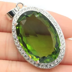 Buy 5 Get 1 Free 45x26mm Big Heavy 14.1g Green Peridot Violet Tanzanite Orange Spessartine Garnet CZ Women Gift Silver Pendant