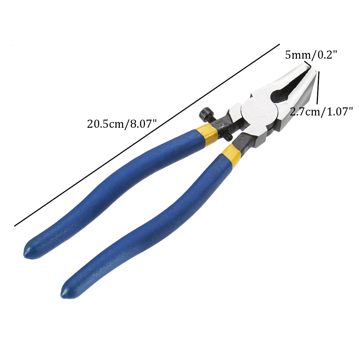 8 Inch Cutting Glass Pliers  Breaking Stained Glass Tools Blue Non-slip Handle Flat End Breaker Pliers Hardware Hand Tool