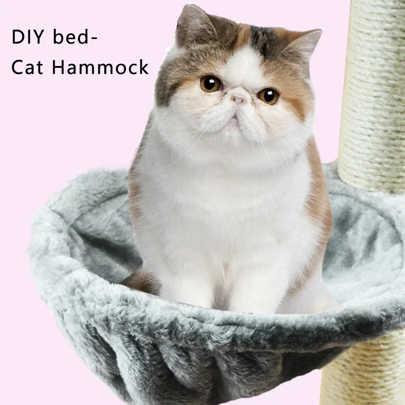 Soft Hammock Install On Cat Tree Cat Sleeping Kennel Hanging Thick Plush 4Colors Big Capacity Dia 30cm/35cm Pet Bed Big Cat