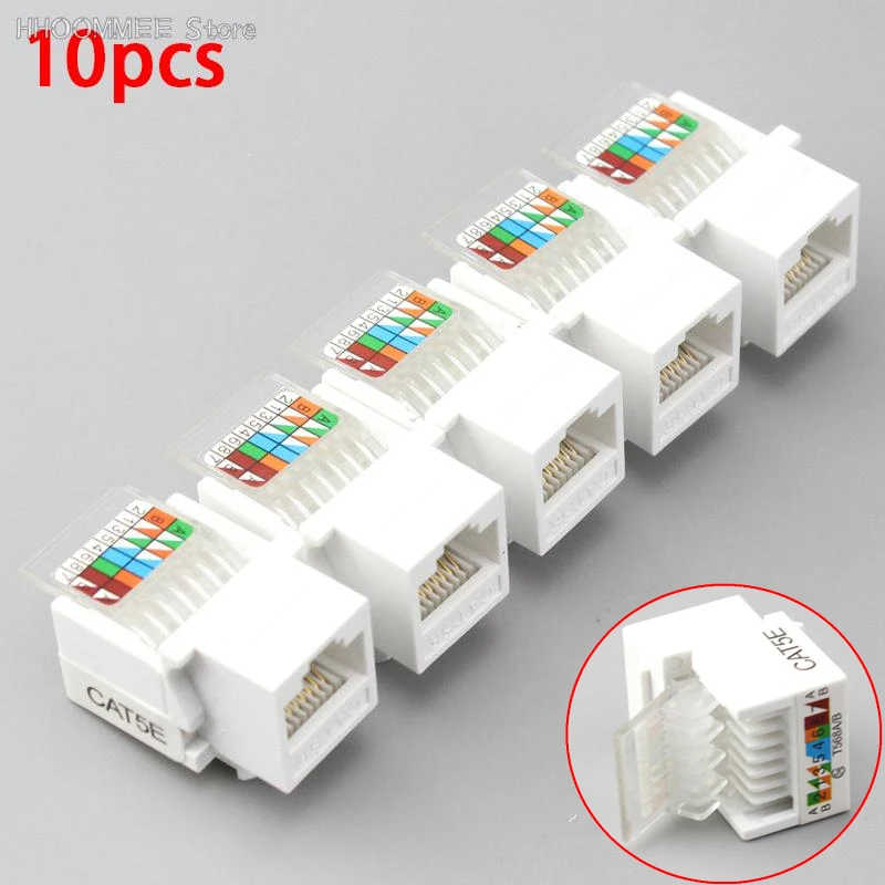 10Pcs RJ45 CAT5e Ethernet Network Keystone Jack Clip Module Wall Plug Connector